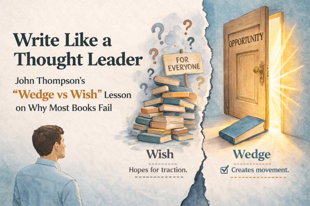 Most book failures are not promotion failures.

They are design failures.

If a book is not intentionally built to open a specific door, it becomes a wish instead of a wedge.