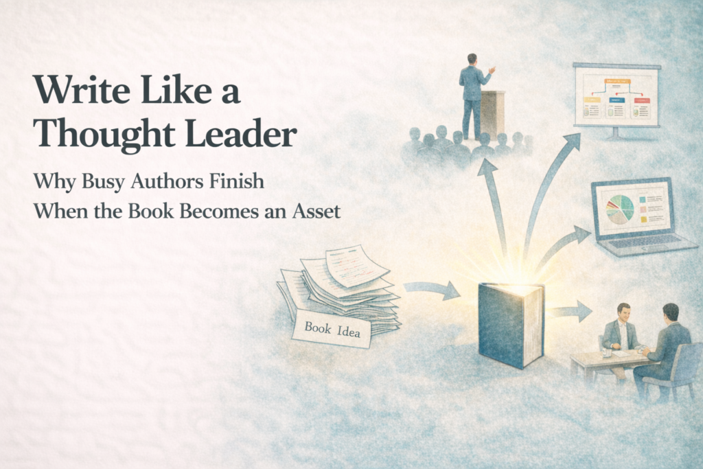 Busy authors don’t need more time.

They need a tipping point.

If the book becomes a book-shaped business asset within 60–90 days, finishing stops being optional.

It becomes inevitable.