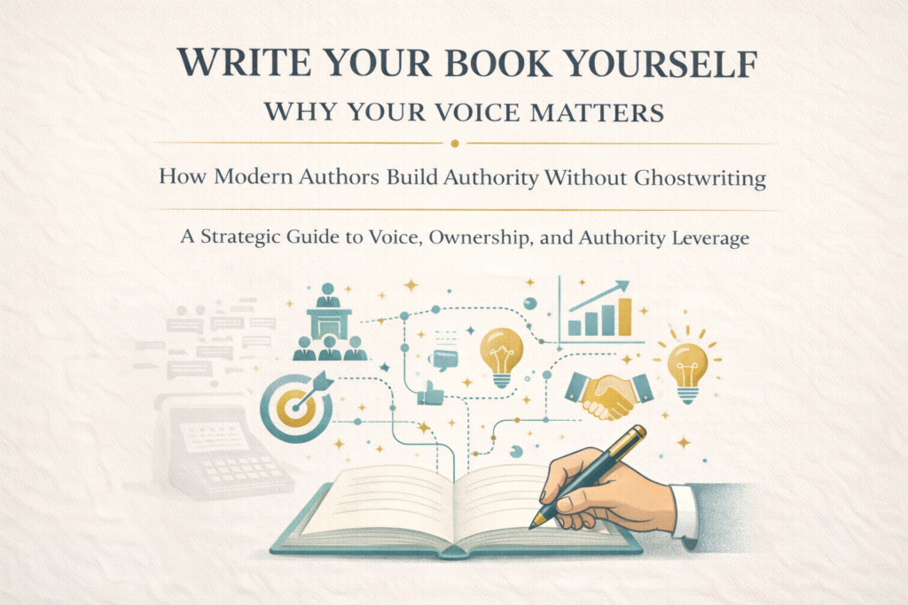 Most professionals first encounter ghostwriting while researching how to write a book at all.

The services promise something appealing: someone else handles the writing while the executive simply provides ideas.

For busy founders, consultants, and executives, that promise feels like an efficient solution to a real constraint, time.