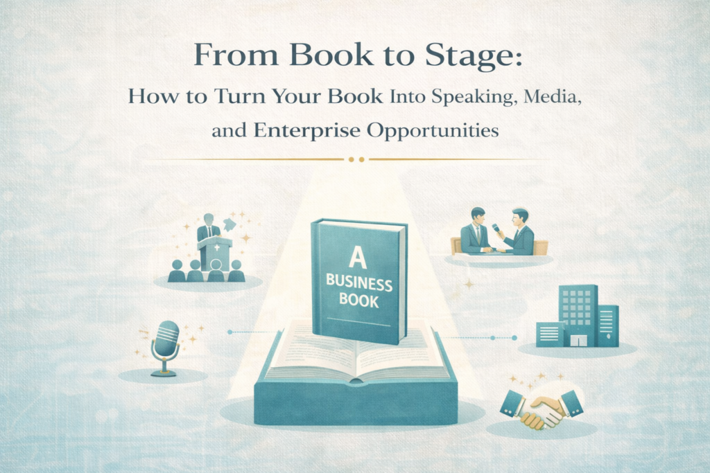 Most authors approach “speaking, media, and enterprise” as separate goals.

They build a talk.
They pitch podcasts.
They try to sell consulting.

That approach produces scattered effort and inconsistent results.

This guide uses a single system, the Book-to-Opportunity Engine, to show how opportunities are created from a book in a repeatable way.