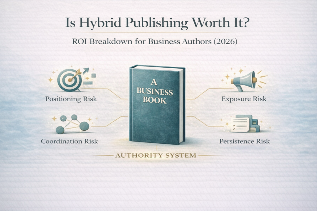 The real question is not whether hybrid publishing is expensive.

It is whether it removes the risks that would otherwise weaken the book’s authority, positioning, and downstream revenue.

Hybrid publishing is worth it for business authors only when the model reduces strategic risk and builds leverage infrastructure, not when it simply improves production quality.

Because for serious nonfiction authors, the book is not the asset.

The system behind it is.

This brief explains how to evaluate that system correctly.