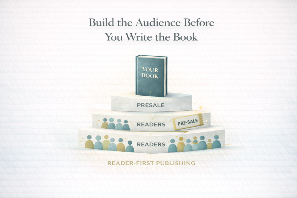 Building an audience for a book does not require scale.
It requires structure.

This guide introduces a set of practical systems that allow serious nonfiction authors to validate demand, activate committed readers, and fund their book before the manuscript is finished.

Each system addresses a specific constraint in the publishing process.